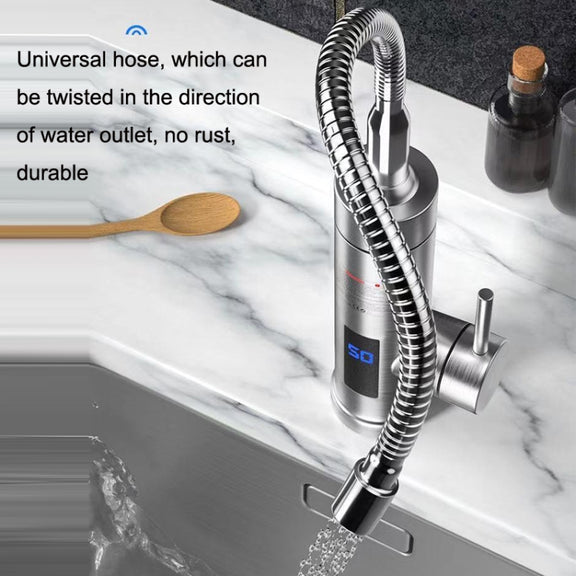 Household Kitchen Electric Hot Water Fauce EU Plug, Style: Stainless Steel Universal Pipe Type