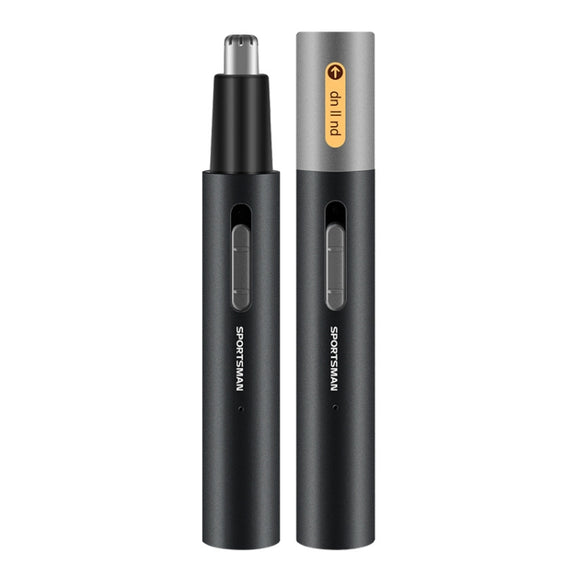 SPORTSMAN Metal Aluminum Tube Body Rechargeable Nose Hair Device, Style: Sideburns 2 In 1(Black)