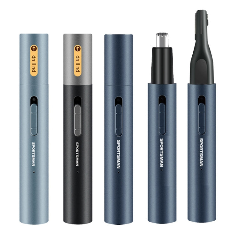 SPORTSMAN Metal Aluminum Tube Body Rechargeable Nose Hair Device, Style: Eyebrow 2 In 1(Light Blue) - free shipping - PMC Jewellery - Order now!