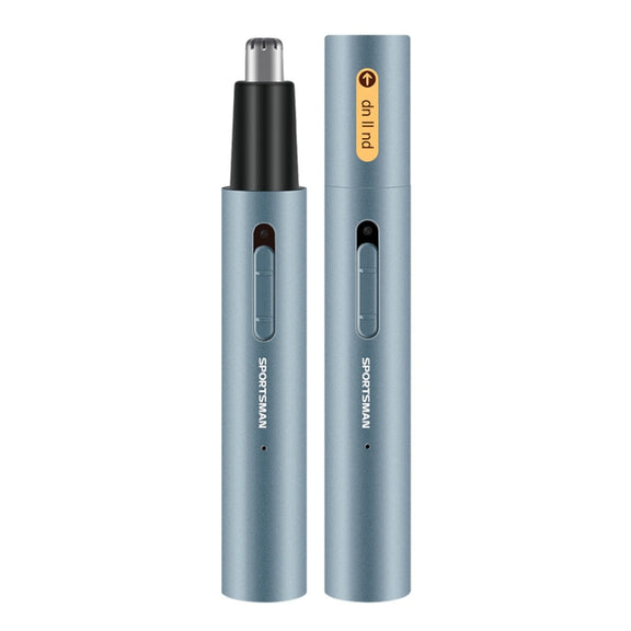 SPORTSMAN Metal Aluminum Tube Body Rechargeable Nose Hair Device, Style: Eyebrow 2 In 1(Light Blue)