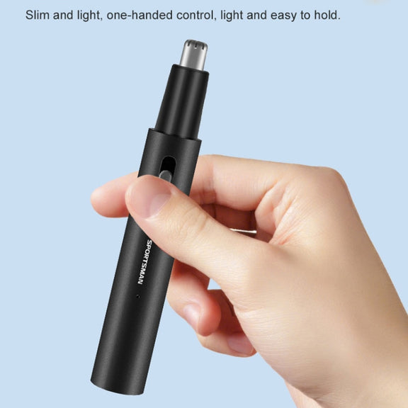 SPORTSMAN Metal Aluminum Tube Body Rechargeable Nose Hair Device, Style: Eyebrow 2 In 1(Light Blue)
