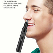 SPORTSMAN Metal Aluminum Tube Body Rechargeable Nose Hair Device, Style: Eyebrow 2 In 1(Light Blue)