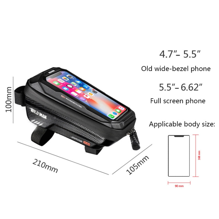 WILD MAN X2 1L Hard Shell EVA Bicycle Front Beam Bag(Black) - Bicycle Bags by WILD MAN | Online Shopping South Africa | PMC TechLife | Buy Now Pay Later Mobicred