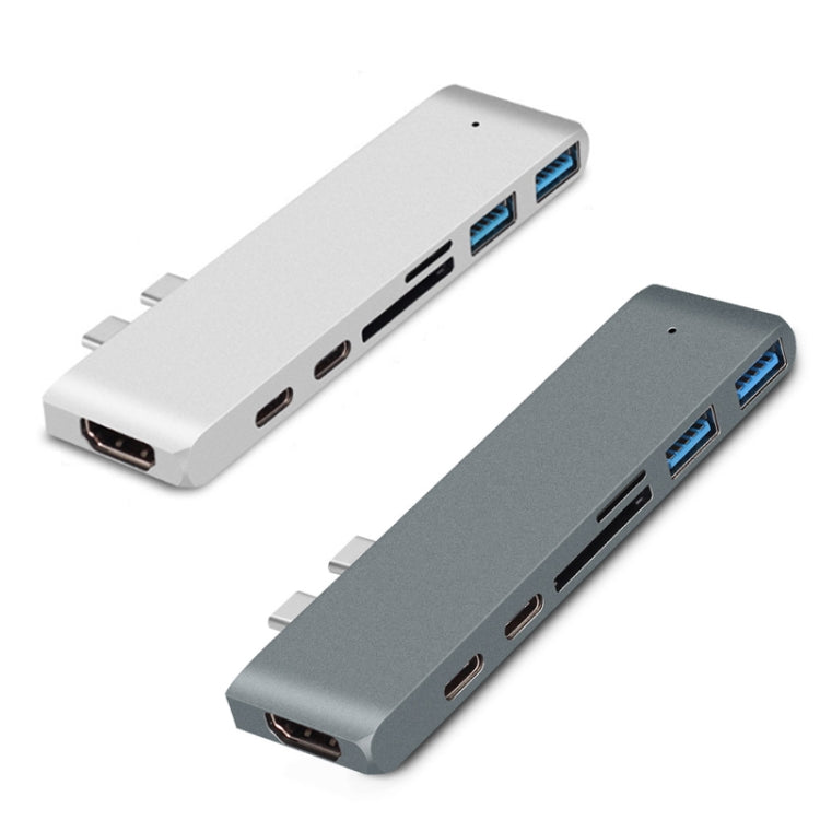 7 In 1 100W USB 3.1 To 20VPD+Card Reader Data+HUB+HDMI 4K Converter(Gray) - free shipping - PMC TechLife - Order now!
