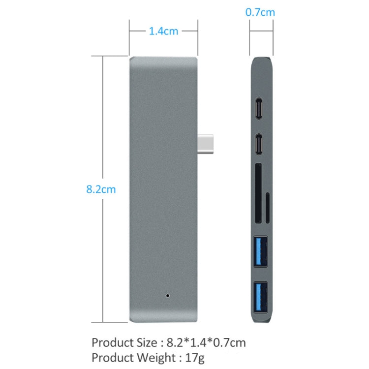 TYPE-C To 4K HDMI HUB Docking Station TF/SD Card Reader For MacBook Pro(Silver)