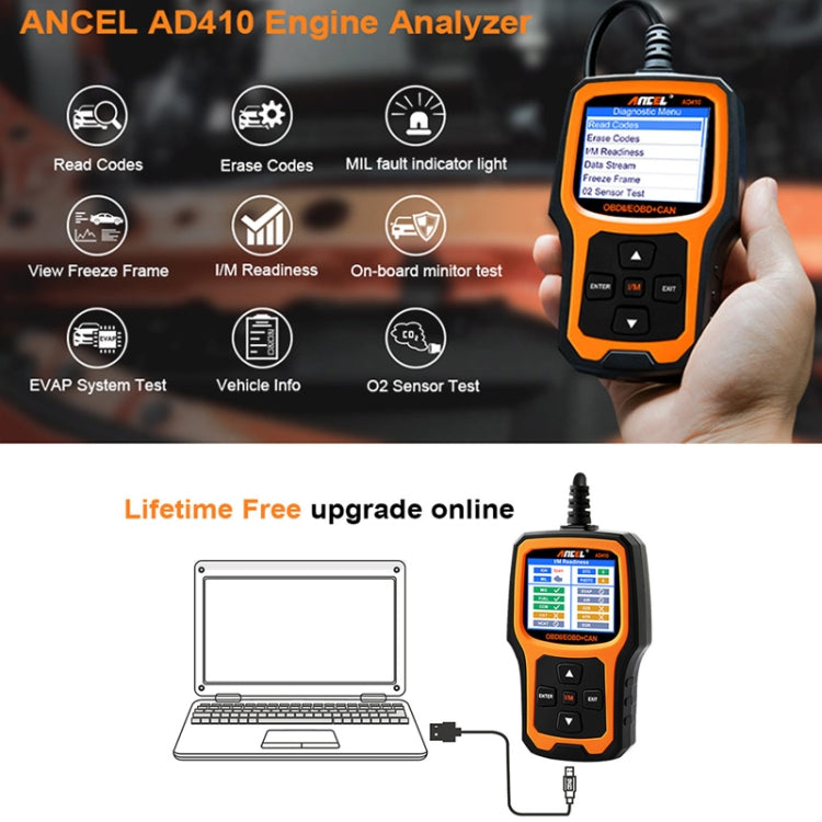 ANCEL AD410 OBD2 Car Universal Auto Diagnostic Scanner - Code Readers & Scan Tools by PMC TechLife | Online Shopping South Africa | PMC TechLife
