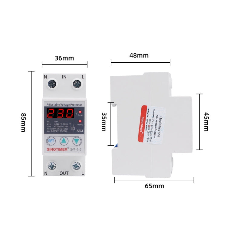 SINOTIMER SVP-912 Adjustable Self-resetting Intelligent Under-voltage Protector, Current: 40A - Other Tester Tool by SINOTIMER | Online Shopping South Africa | PMC TechLife | Buy Now Pay Later Mobicred