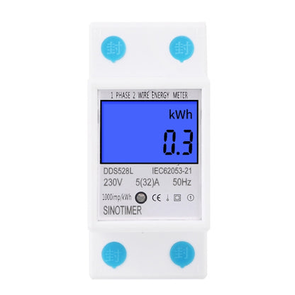 DDS528L Backlight Display Home Single-phase Rail Energy Meter 5-32A(230V 50Hz) - Current & Voltage Tester by SINOTIMER | Online Shopping South Africa | PMC Jewellery | Buy Now Pay Later Mobicred