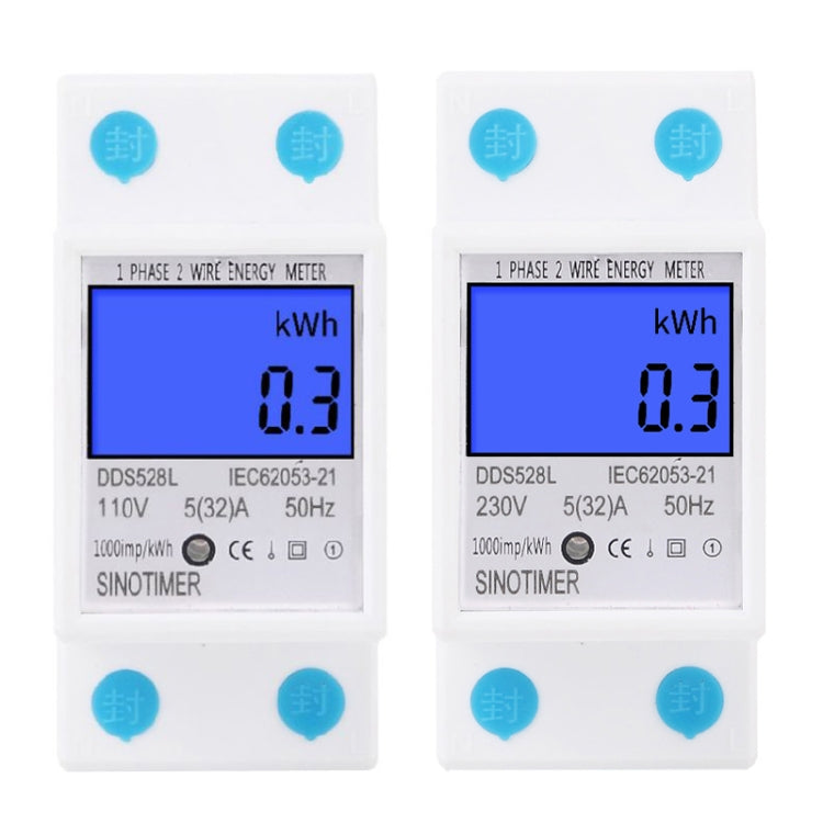 DDS528L Backlight Display Home Single-phase Rail Energy Meter 5-32A(230V 50Hz) - Current & Voltage Tester by SINOTIMER | Online Shopping South Africa | PMC Jewellery | Buy Now Pay Later Mobicred