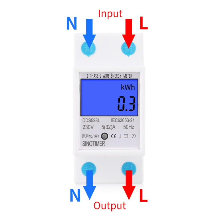 DDS528L Backlight Display Home Single-phase Rail Energy Meter 5-32A(230V 50Hz) - Current & Voltage Tester by SINOTIMER | Online Shopping South Africa | PMC Jewellery | Buy Now Pay Later Mobicred
