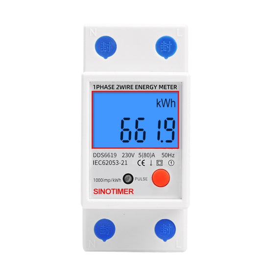 SINOTIMER DDS6619-012 Backlight Display Household Single-phase Rail Energy Meter 5-80A(230V 50Hz) - free shipping - PMC Jewellery - Order now!