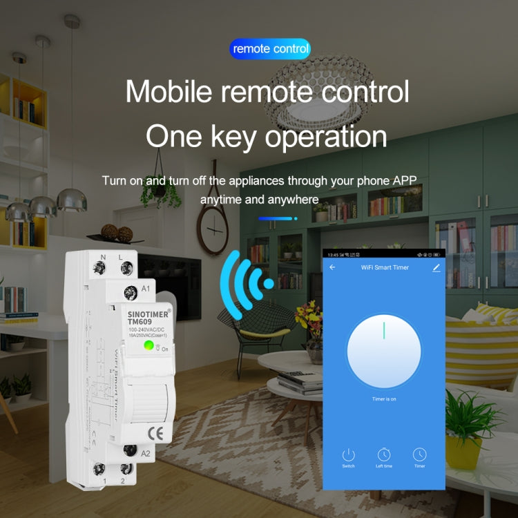 SINOTIMER TM607 Intelligent Wifi Timer Mobile App Home Rail Remote Control Time Switch 80A 85-300V - free shipping - PMC TechLife - Order now!