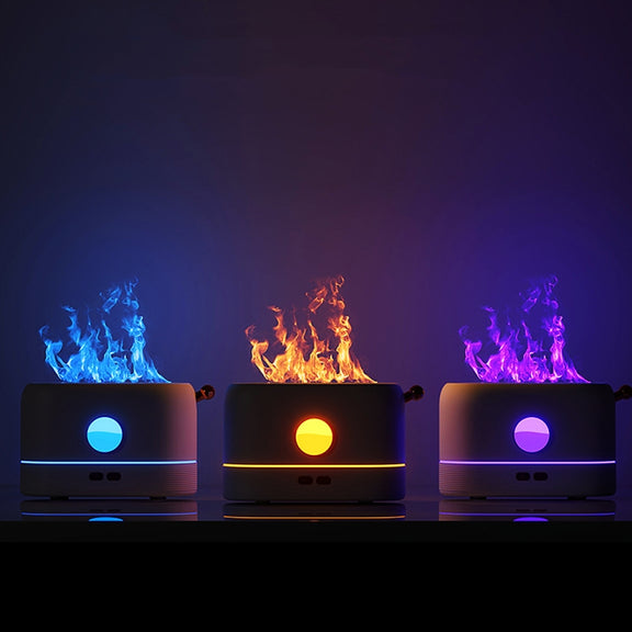 JF801 Desktop Simulation Flame Aroma Diffuser Humidifier, Color: Monochrome Light-Green