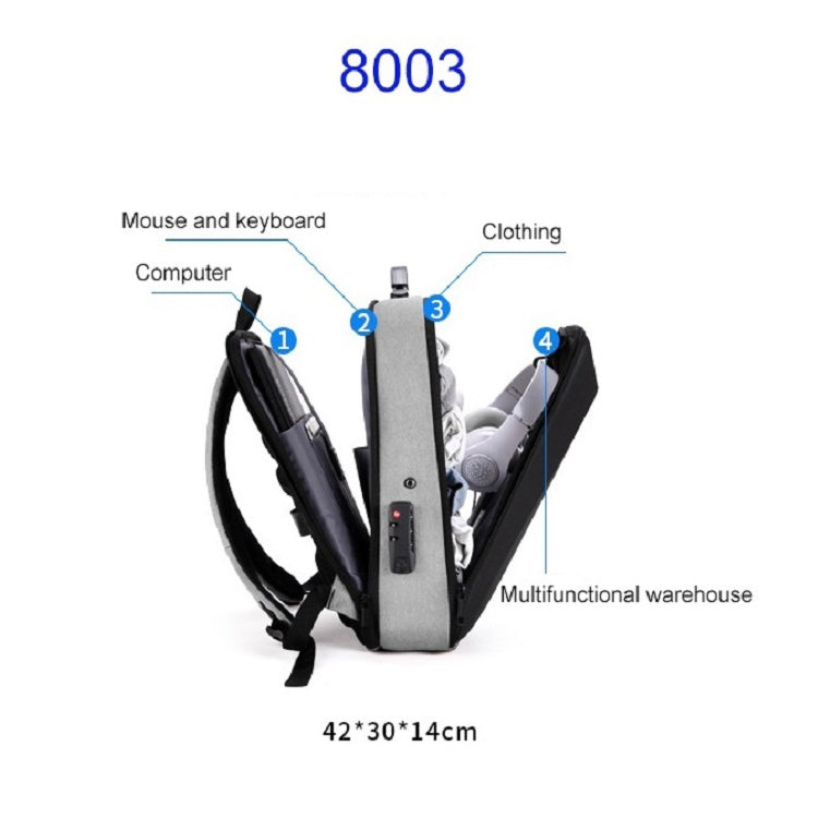 Hard Shell Backpack Alloy Frame Anti-Theft Computer Bag For Men, Color: 8003 Gray