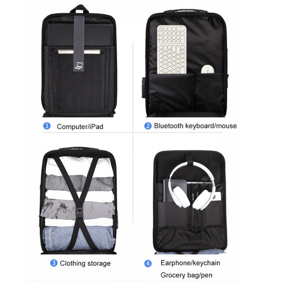 Hard Shell Backpack Alloy Frame Anti-Theft Computer Bag For Men, Color: 8003 Gray
