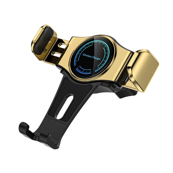 15W Mini Car Wireless Charger Phone Smart Sensing Holder(Gold)