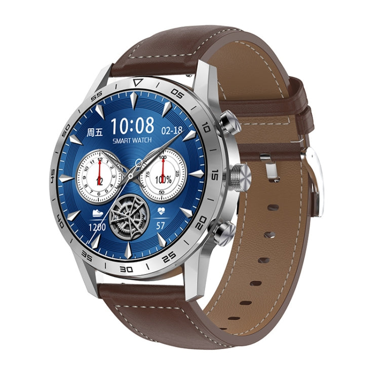 LOANIY DT70 Analog Digital Dual Display Smart Call Watch(Silver Leather) - free shipping - PMC Jewellery - Order now!