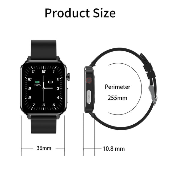 LOANIY E86 1.7 Inch Heart Rate Monitoring Smart Bluetooth Watch, Color: Black Leather