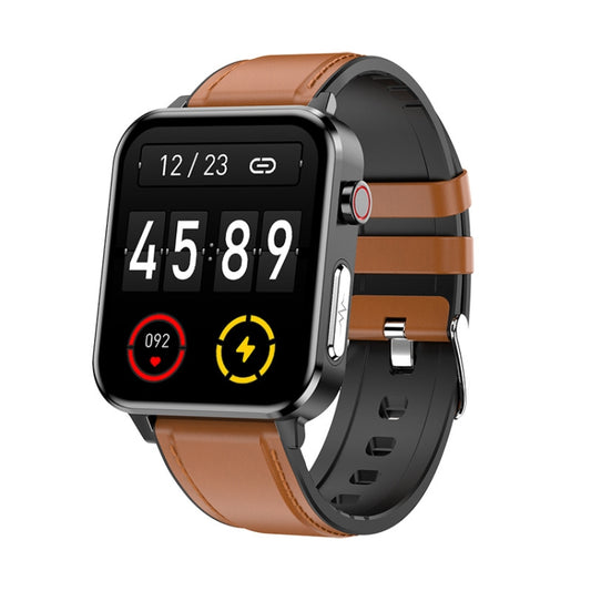 LOANIY E86 1.7 Inch Heart Rate Monitoring Smart Bluetooth Watch, Color: Brown Leather - free shipping - PMC Jewellery - Order now!