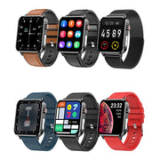 LOANIY E86 1.7 Inch Heart Rate Monitoring Smart Bluetooth Watch, Color: Brown Leather