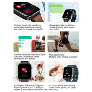 LOANIY E86 1.7 Inch Heart Rate Monitoring Smart Bluetooth Watch, Color: Brown Leather