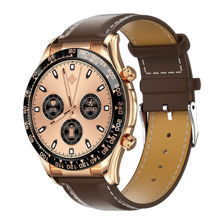 LOANIY E18 Pro Smart Bluetooth Calling Watch with NFC Function, Color: Gold Leather - free shipping - PMC Jewellery - Order now!