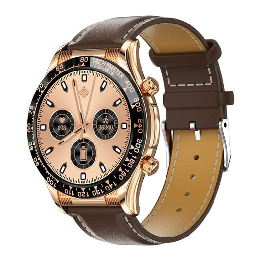 LOANIY E18 Pro Smart Bluetooth Calling Watch with NFC Function, Color: Gold Leather - free shipping - PMC Jewellery - Order now!