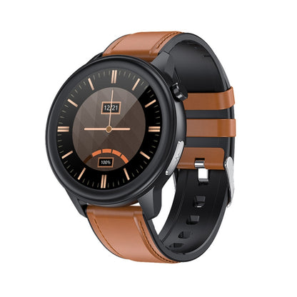 LOANIY E80 1.3 Inch Heart Rate Detection Smart Watch, Color: Brown Leather - free shipping - PMC Jewellery - Order now!