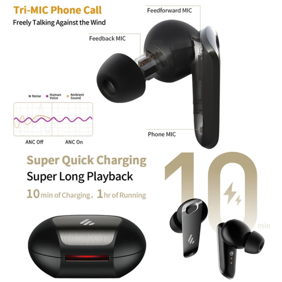 Edifier Water-resistant and Dustproof Sports Wireless Bluetooth Earphone(Shadow Black)