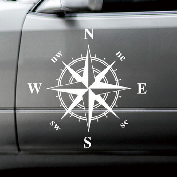 D-336 Car Compass Graphic Sticker Hood Car Body Universal Sticker(White)