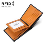 TP-215 Leather RFID Anti-theft Tri-fold Short Wallet(Brown)