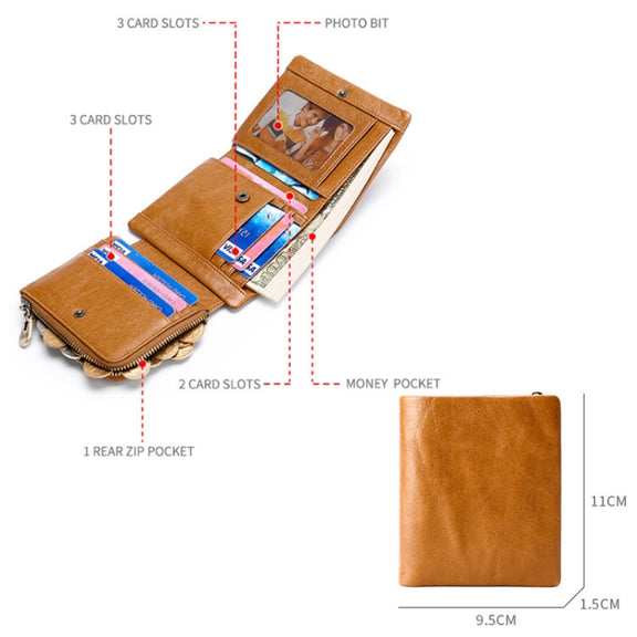 TP-191 RFID Multifunctional Tri-Fold Retro Men Genuine Leather Wallet(Brown)