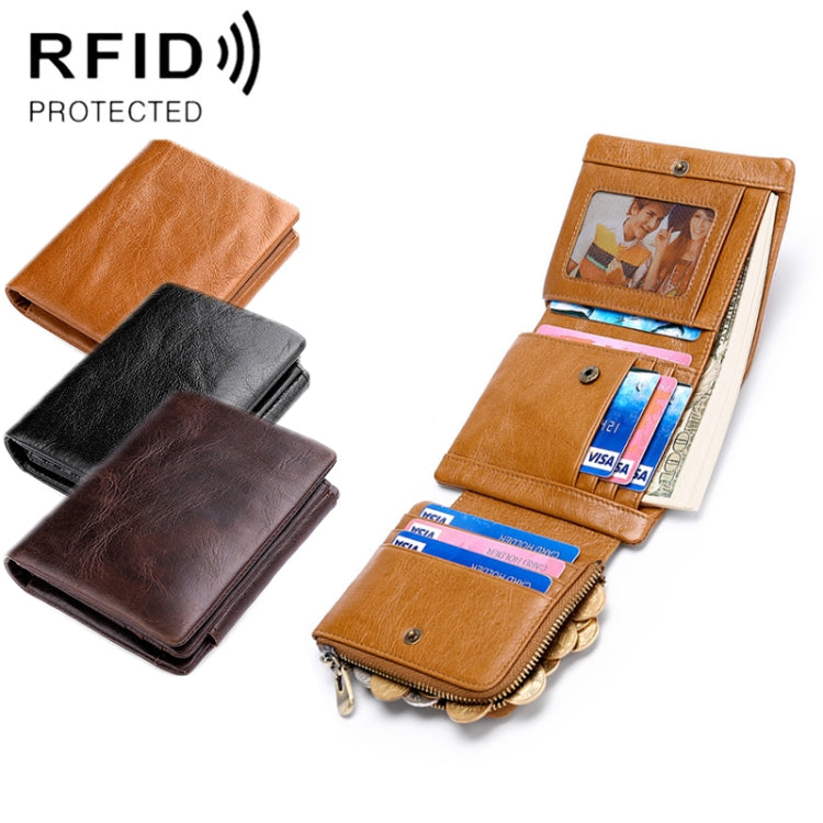 TP-191 RFID Multifunctional Tri-Fold Retro Men Genuine Leather Wallet(Coffee) - free shipping - PMC TechLife - Order now!