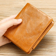 TP-191 RFID Multifunctional Tri-Fold Retro Men Genuine Leather Wallet(Brown)