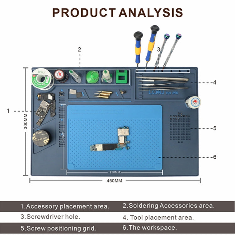BAKU BA-695  2 in 1 TPR+Silicone Computer Phone Repair Desk Mat Heat Resistant Insulation Mat - free shipping - PMC TechLife - Order now!