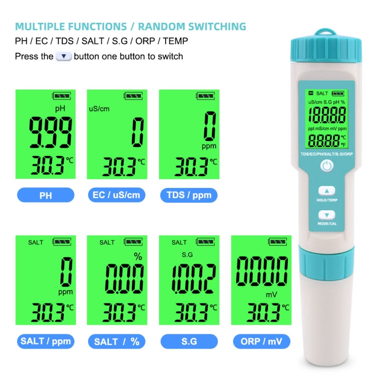 C-600A 7 In 1 Temperature/Salinity/PH/TDS/EC/ORP/SG Monitoring Pen(without Battery and Powder) - PH & Moisture Meter by PMC TechLife | Online Shopping South Africa | PMC TechLife | Buy Now Pay Later Mobicred