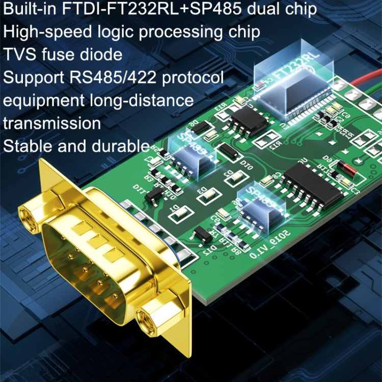 DTECH DT-5119 0.5m USB To RS485/422 Industrial Converter Serial Line Communication Adapter - free shipping - PMC TechLife - Order now!