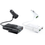 2PCS QC3.0 Four Ports Fast 5V 8A Car Charger Back Seat Charger(White)