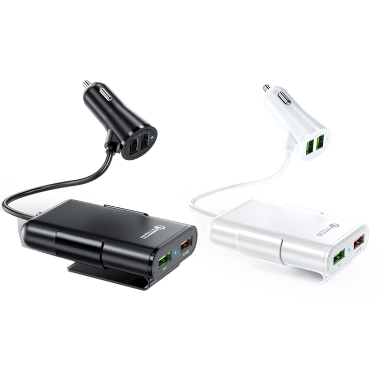 2PCS QC3.0 Four Ports Fast 5V 8A Car Charger Back Seat Charger(White)