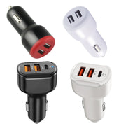2PCS PD+2.4A Dual USB Car Charger, Style: 3 Ports (White)
