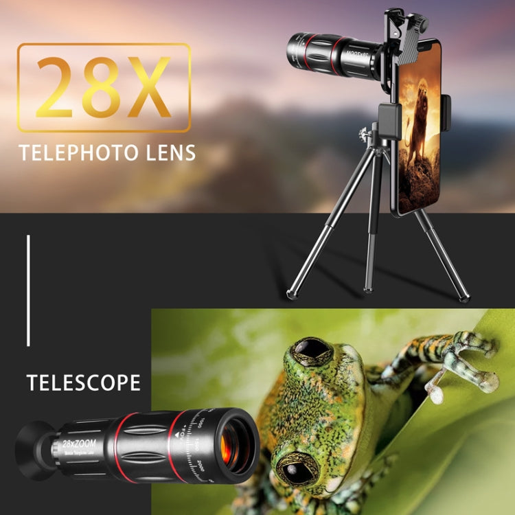Mobile Phone Universal Lens Telescope 28X + Wide Angle 0.6X + Macro 20X + Fisheye 198 Degree Set - Combination Lens by PMC TechLife | Online Shopping South Africa | PMC TechLife