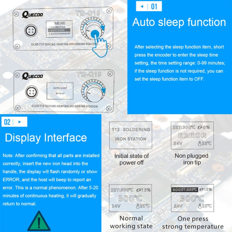 QUECOO 1.3 Inch Display Soldering Station with Handle, Set: US Plug (Q19+P9) - free shipping - PMC TechLife - Order now!