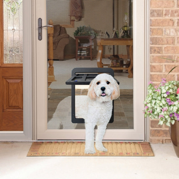 34cmx 44cm Pet Window Door Dog Cat Cave Anti-mosquito Pet Lattice Door(Black)