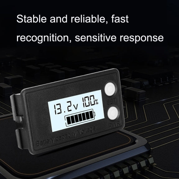 Water-resistant LCD Two-wire Lead-acid Lithium Battery Digital Display Voltage Meter 8-72V (White)
