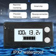Water-resistant LCD Two-wire Lead-acid Lithium Battery Digital Display Voltage Meter 8-72V (White)
