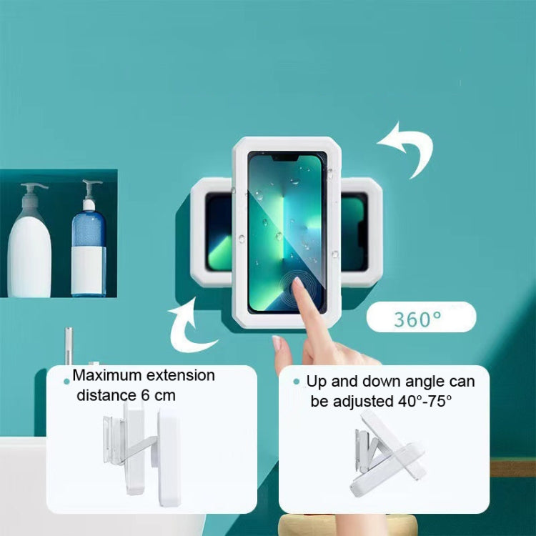 Retractable Rotating Bathroom Water-resistant Mobile Phone Box Wall Mount Mobile Phone Holder(Black)