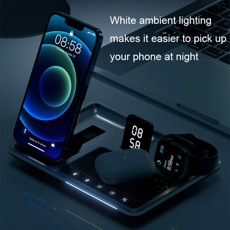 R11 4 In 1 30W Phone Wireless Charger with Ambient Light(Silver Black) - Wireless Charger by PMC TechLife | Online Shopping South Africa | PMC TechLife