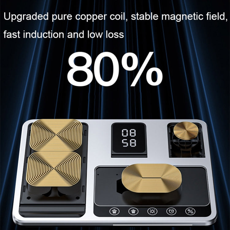 R11 4 In 1 30W Phone Wireless Charger with Ambient Light(Silver Black) - Wireless Charger by PMC TechLife | Online Shopping South Africa | PMC TechLife