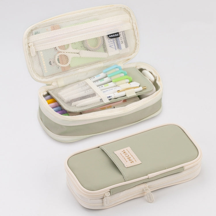Angoo Macaron Double-layer Retractable Large-capacity Pencil Case Stationery Box(Green) - free shipping - PMC Jewellery - Order now!