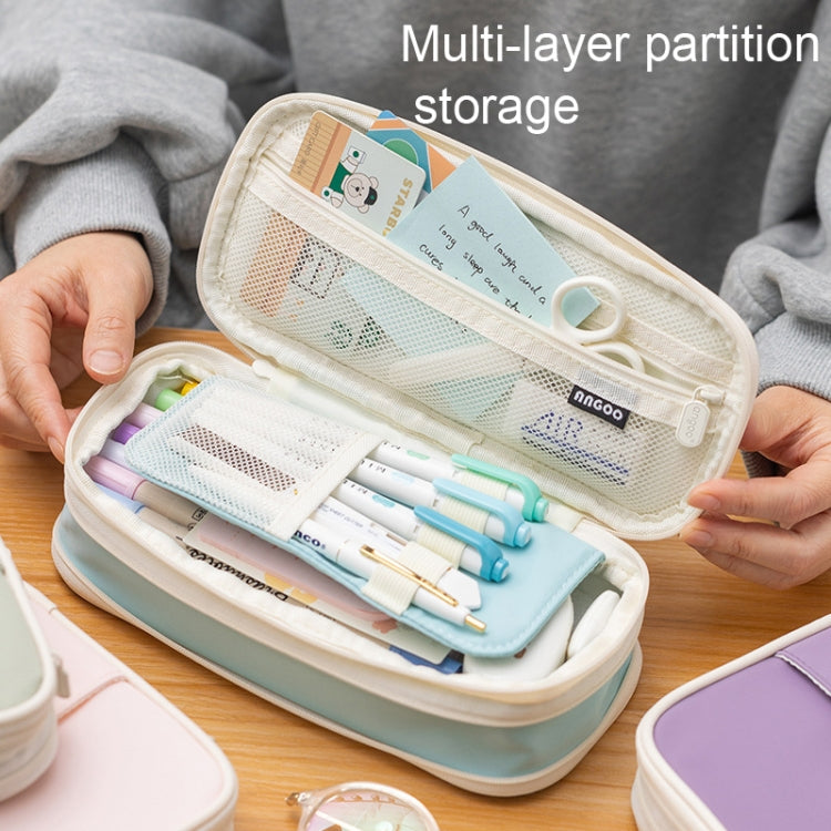 Angoo Macaron Double-layer Retractable Large-capacity Pencil Case Stationery Box(Purple) - File Folder by Angoo | Online Shopping South Africa | PMC Jewellery | Buy Now Pay Later Mobicred